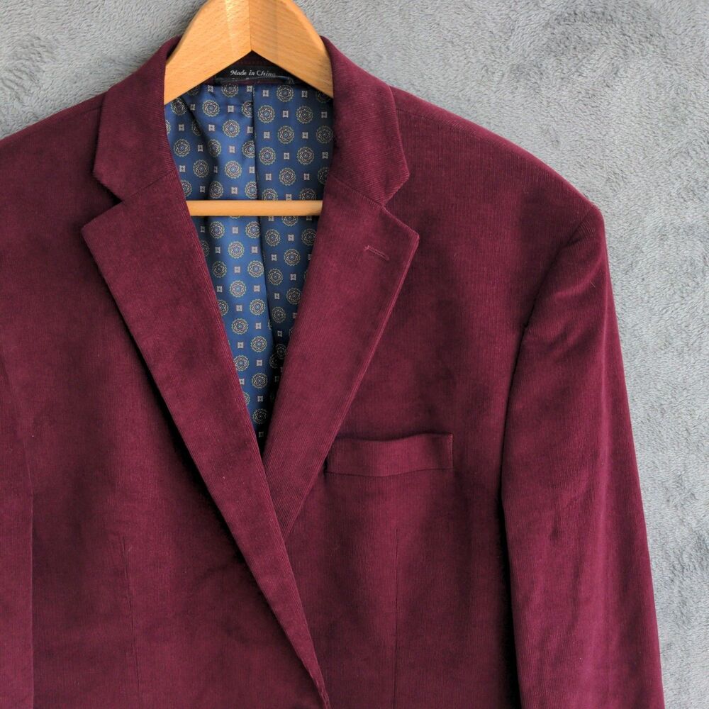Ralph Lauren Black Label Corduroy Blazer 46L Burgundy Elbow Patches Academia - Picture 3 of 12